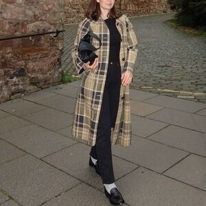 Sezane Clyde Trench Coat Beige and Moss Green